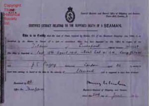 Death Certificate For A Titanic Crewman