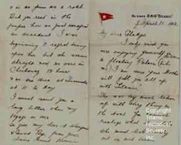 Letter Written On Board RMS Titanic